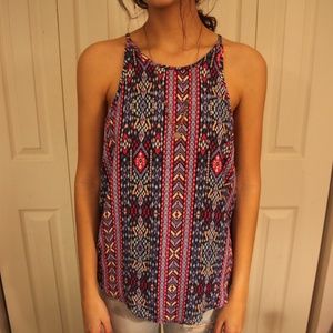 Multi-colored tribal print tank top